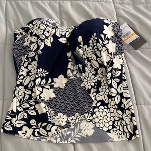 NWT Vince Camuto Women's Draped Bandeau Tankini Top deep sea size small